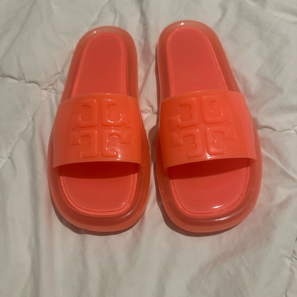 Tory Burch Orange Slide Sandals - Picture 1 of 5